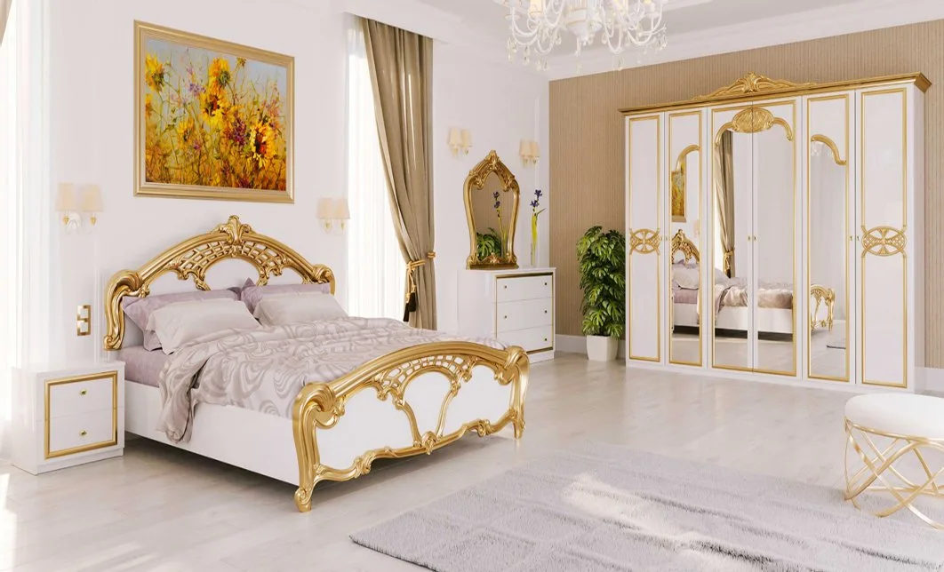 Dormitor mare cu tablou decorativ și mobilier de quality